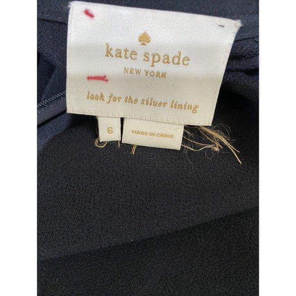 Kate Spade New York Women's Size 6 Black Dress Bow Zip V Neck Sleeveless - Picture 5 of 6